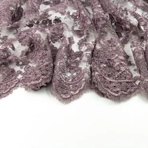 Konsultacje z krawcową - Koronka materiał w kwiaty kolor brudny fiolet TextileClub 
