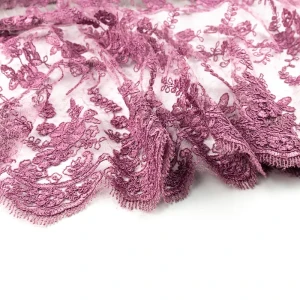 Konsultacje z krawcową - Koronka materiał w kwiaty kolor eozyna TextileClub 