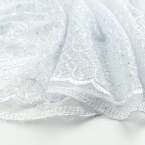 Konsultacje z krawcową - Koronka materiał w kwiaty kolor biały TextileClub 