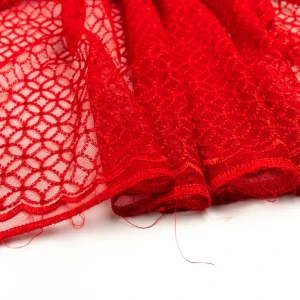Konsultacje z krawcową - Koronka materiał w kwiaty kolor czerwony TextileClub 