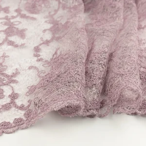 Koronka materiał w kwiaty kolor eozyna TextileClub 