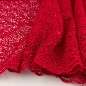 Koronka materiał w cekiny kolor malinowy TextileClub 