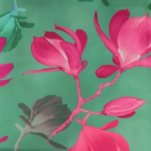 Tkanina krepa wzór kwiaty kolor zielony TextileClub 