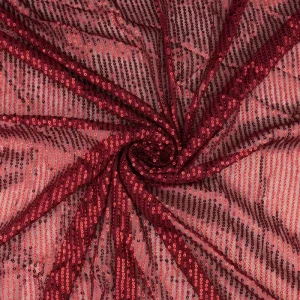 Cekiny na siatce kolor bordowy TextileClub 