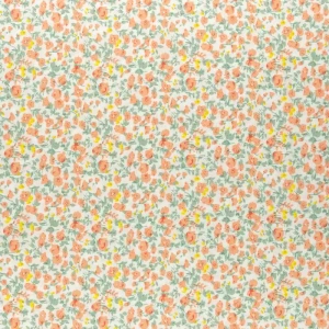 Tkanina wiskoza wzór kwiaty pomarańczowe tło ecru TextileClub 