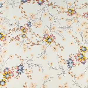 Tkanina szyfon w kwiaty kolor ecru TextileClub 