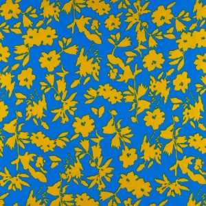 Tkanina wiskoza wzór kwiaty kolor niebieski TextileClub 