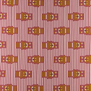 Dzianina bawełniana organiczna wzór tygrys kolor bordowy TextileClub 