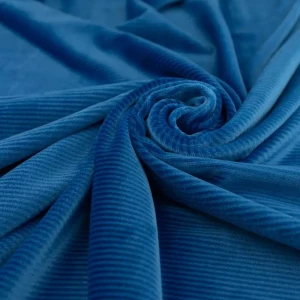 Welur velvet soft, prążkowany, niebieski TextileClub 