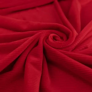 Welur velvet soft, prążkowany, czerwony TextileClub 