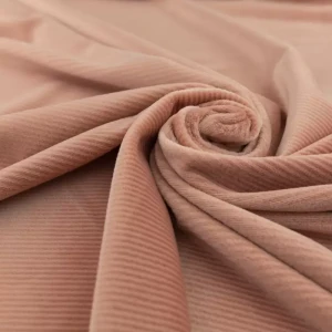 Welur velvet soft, prążkowany, beżowo różowy TextileClub 