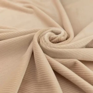 Welur velvet soft, prążkowany, ciepły beżowy TextileClub 