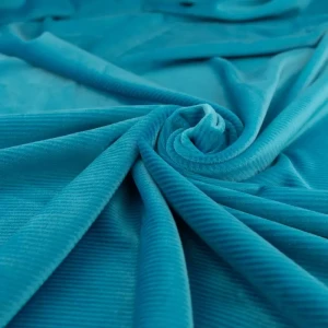 Welur velvet soft, prążkowany, turkusowy TextileClub 