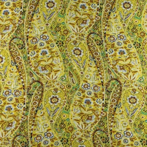 Konsultacje z krawcową - Tkanina szyfon wzór kwiaty na żółtym tle TextileClub 