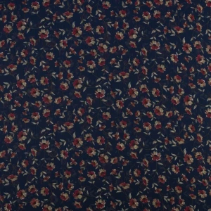 Tkanina szyfon wzór kwiaty kolor granatowy TextileClub 