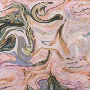 Tkanina szyfon wzór abstrakcyjne fale kolor różowo beżowy TextileClub 