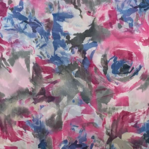 Tkanina szyfon wzór abstrakcyjny kolor fioletowo szary TextileClub 