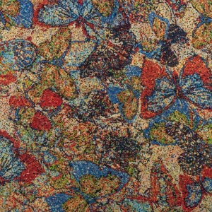 Tkanina szyfon wzór malowane motyle kolor czerwono niebieski TextileClub 