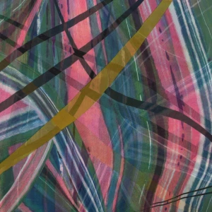 Tkanina szyfon wzór abstrakcyjny kolor zielono różowy TextileClub 