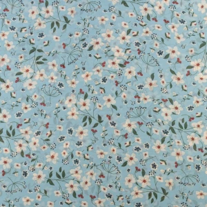 Tkanina szyfon wzór kwiaty kolor szaro błękitny TextileClub 