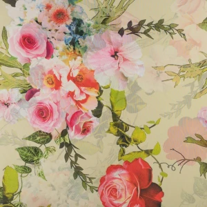 Tkanina szyfon wzór kwiaty kolor ecru TextileClub 