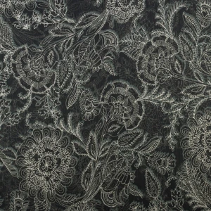 Tkanina szyfon kreszowany wzór kwiaty kolor szaro czarny TextileClub 
