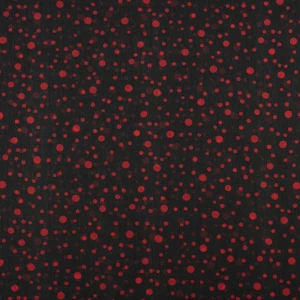 Tkanina szyfon kreszowany wzór groszki kolor czerwono czarny TextileClub 