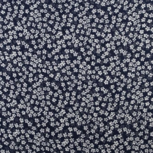 Tkanina szyfon kreszowany wzór kwiaty kolor granatowy TextileClub 