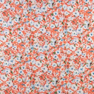 Tkanina wiskoza wzór kwiaty kolor pomarańczowy TextileClub 