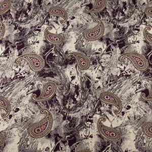 Tkanina wiskoza wzór paisley kolor śliwkowy TextileClub 