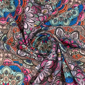 Tkanina szyfon wzór kolorowy orientalny TextileClub 