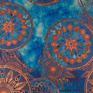 Tkanina szyfon wzór orientalny odcienie niebieskiego TextileClub 