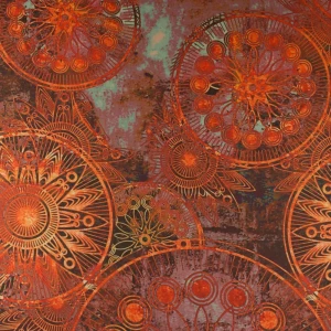 Tkanina szyfon wzór orientalny odcienie czerwonego TextileClub 