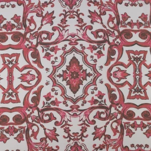Tkanina szyfon wzór sycylijski kolor bordowy TextileClub 