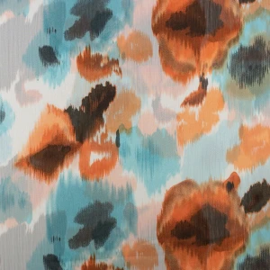 Tkanina szyfon kreszowany wzór rozmyte kwiaty kolor pomarańczowy TextileClub 