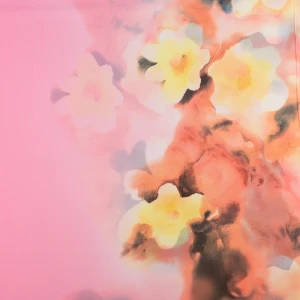 Tkanina szyfon border dwustronny wzór kwiaty kolor różowy TextileClub 