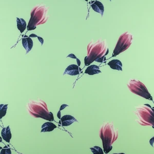 Dzianina jersey ity wzór kwiaty kolor seledynowy TextileClub 