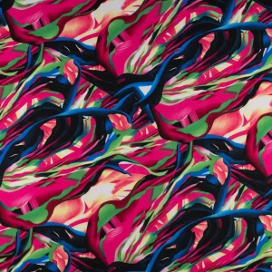 Dzianina jersey ity wzór abstrakcyjny kolor niebiesko różowy TextileClub 