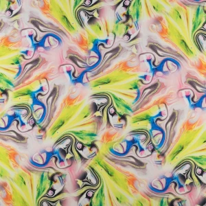 Dzianina jersey ity wzór abstrakcyjny kolor różowo zielony TextileClub 