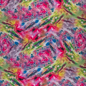 Dzianina jersey ity wzór abstrakcyjny kolor różowo zielony TextileClub 
