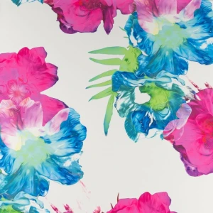 Tkanina krepa wzór kwiaty kolor ecru TextileClub 