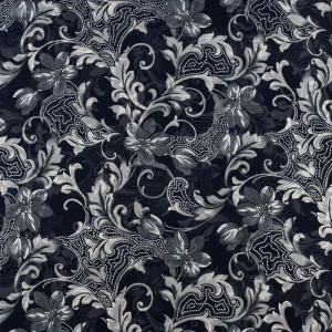 Tkanina szyfon wzór ornamenty kolor granatowy TextileClub 