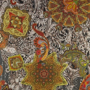 Tkanina szyfon wzór paisley kolor pomarańczowo beżowy TextileClub 