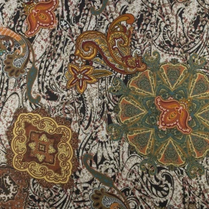 Tkanina szyfon wzór paisley kolor beżowo brązowy TextileClub 