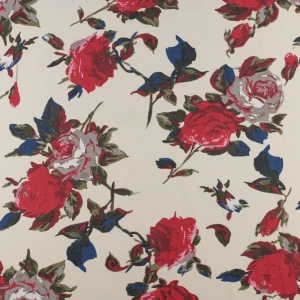 Tkanina szyfon wzór róże kolor ecru TextileClub 