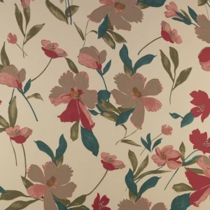 Tkanina szyfon wzór kwiaty kolor jasny beżowy TextileClub 