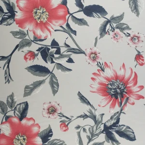 Tkanina szyfon wzór kwiaty kolor zgaszony biały TextileClub 