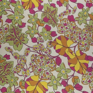 Tkanina szyfon wzór kwiaty kolor ecru TextileClub 