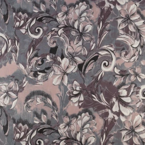 Tkanina szyfon wzór kwiaty kolor szaro różowy TextileClub 