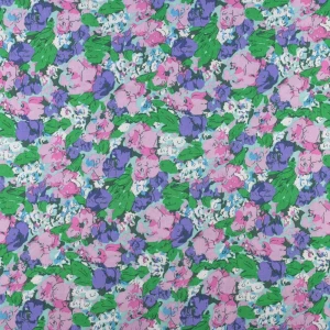 Tkanina wiskoza wzór kwiaty kolor różowo fioletowy TextileClub 
